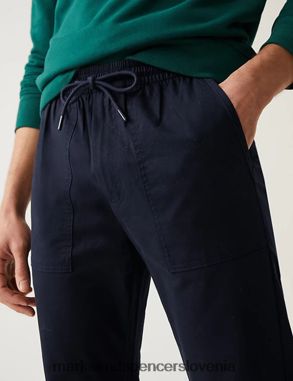 tekaške jogerje slim fit z elastiko v pasu mornarica Marks & Spencer oblačila moški 6T8F6X5791