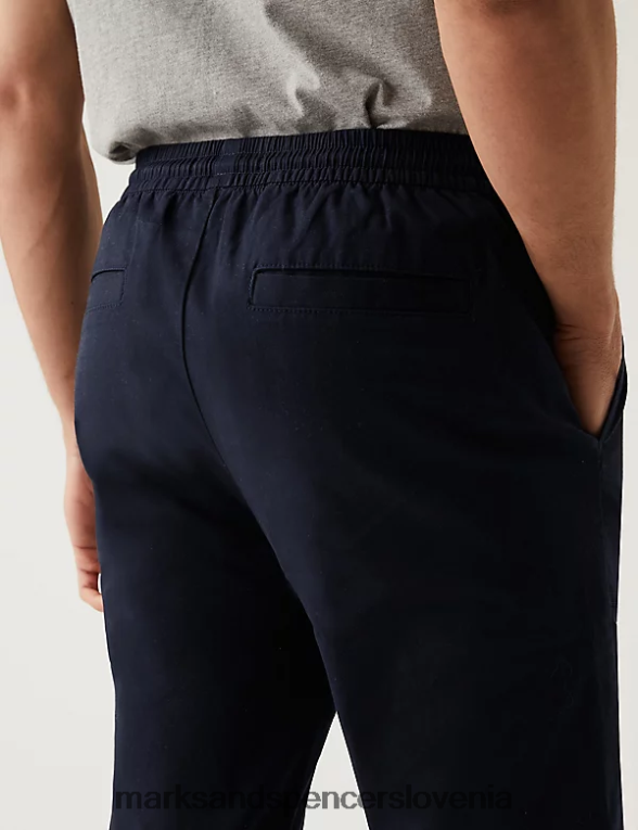 tekaške jogerje slim fit z elastiko v pasu mornarica Marks & Spencer oblačila moški 6T8F6X5791
