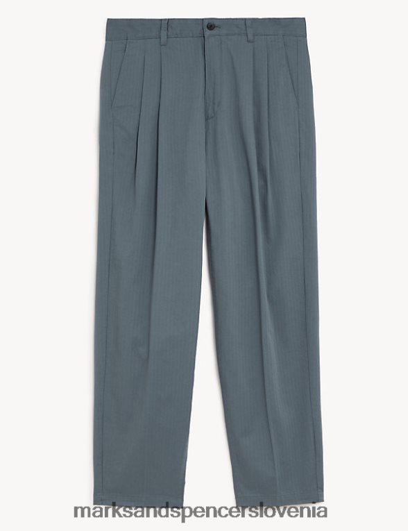 walton chinos z dvojno gubo na ribjo kost siva Marks & Spencer oblačila moški 6T8F6X5103