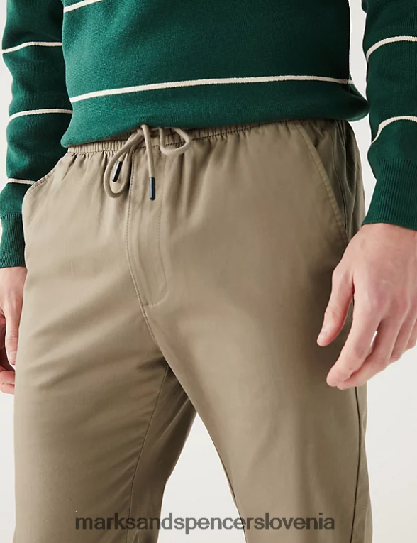 zožene hlače z elastiko v pasu kamen Marks & Spencer oblačila moški 6T8F6X5745