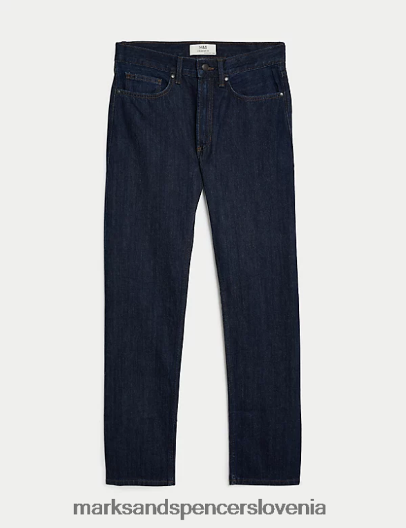 kavbojke iz čistega bombaža ravnih krojev temno indigo Marks & Spencer oblačila moški 6T8F6X5410