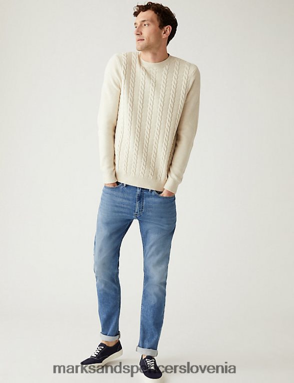 krajše kavbojke slim fit 360 flex sivo modra Marks & Spencer oblačila moški 6T8F6X6653