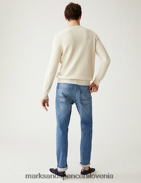 krajše kavbojke slim fit 360 flex sivo modra Marks & Spencer oblačila moški 6T8F6X6653