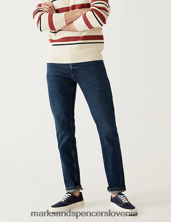 ozke vintage prane raztegljive kavbojke indigo Marks & Spencer oblačila moški 6T8F6X6221
