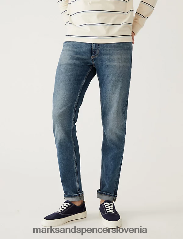 ozke vintage prane raztegljive kavbojke srednje modra Marks & Spencer oblačila moški 6T8F6X6591