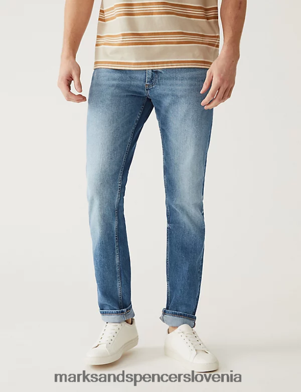 ozke vintage prane raztegljive kavbojke svetlo modra Marks & Spencer oblačila moški 6T8F6X6590