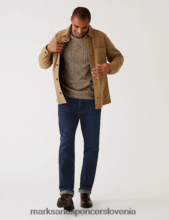 ravnega kroja vintage prane raztegljive kavbojke indigo Marks & Spencer oblačila moški 6T8F6X6714