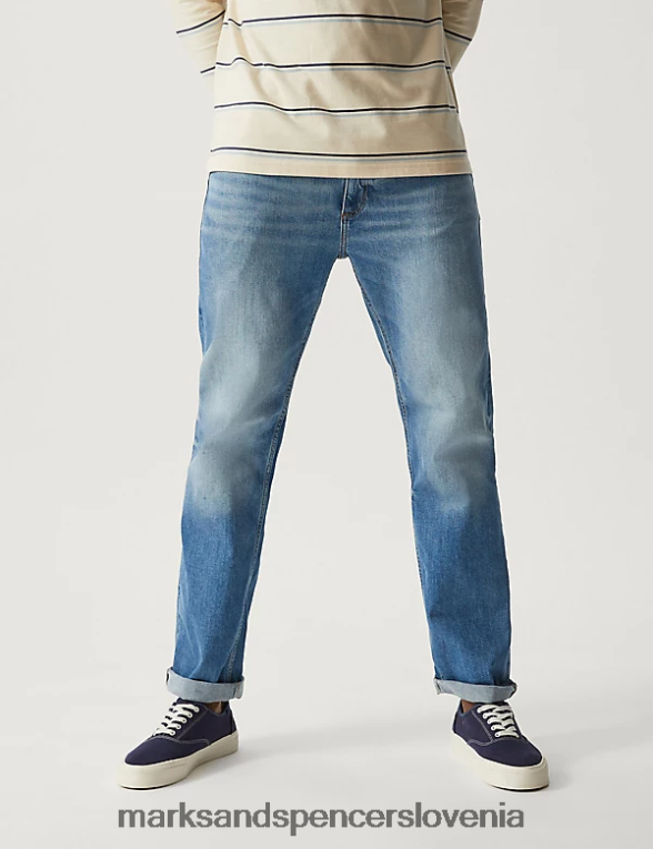 ravnega kroja vintage prane raztegljive kavbojke svetlo modra Marks & Spencer oblačila moški 6T8F6X7076