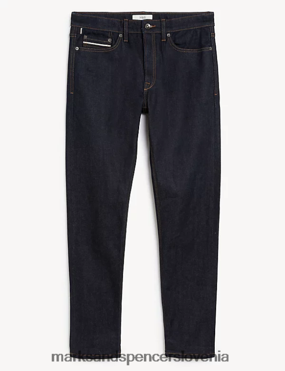 raztegljive japonske kavbojke slim fit temno indigo Marks & Spencer oblačila moški 6T8F6X5431