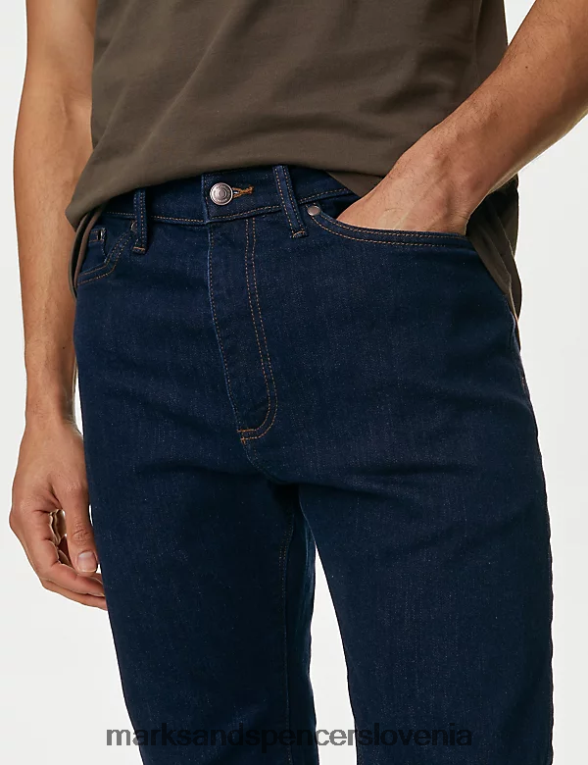 raztegljive kavbojke ravnih krojev indigo Marks & Spencer oblačila moški 6T8F6X6260