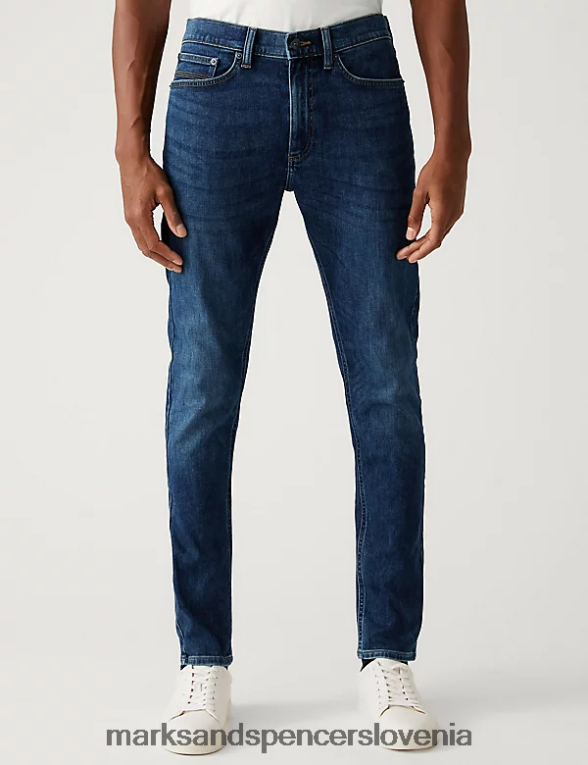 skinny fit 360 flex jeans srednje modra Marks & Spencer oblačila moški 6T8F6X5531