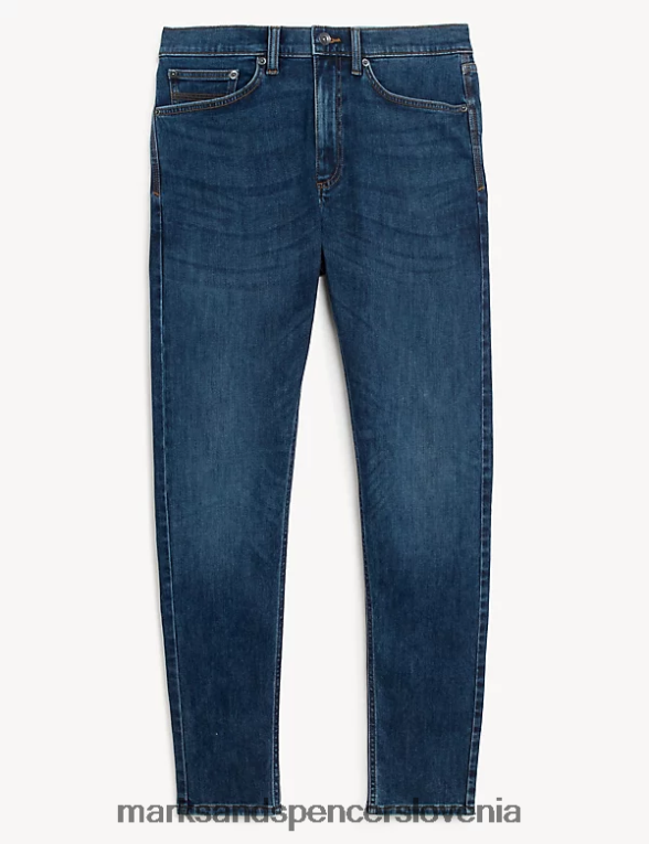 skinny fit 360 flex jeans srednje modra Marks & Spencer oblačila moški 6T8F6X5531