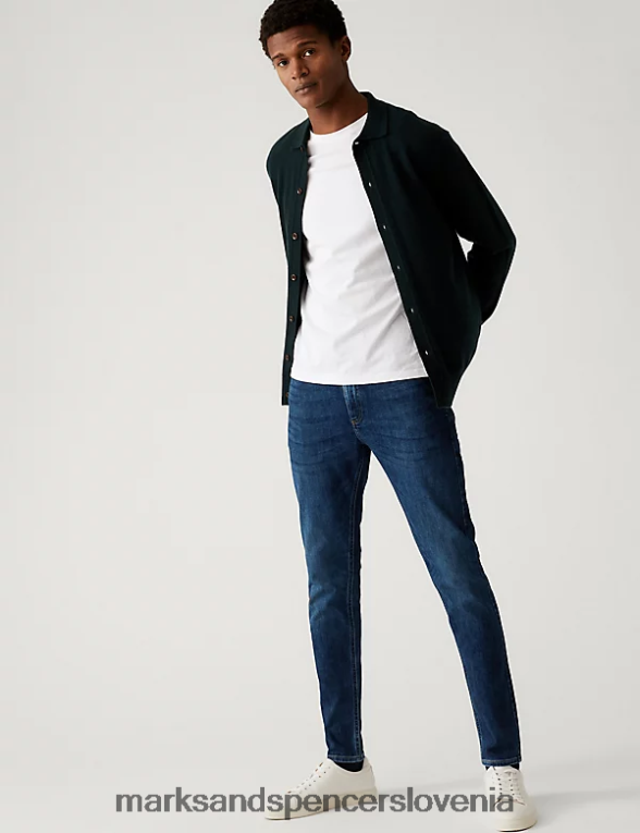 skinny fit 360 flex jeans srednje modra Marks & Spencer oblačila moški 6T8F6X5531