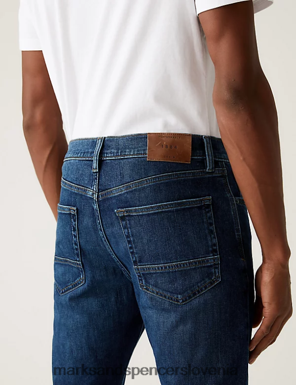 skinny fit 360 flex jeans srednje modra Marks & Spencer oblačila moški 6T8F6X5531