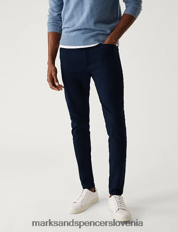 skinny fit čajno obarvane raztegljive kavbojke modra Marks & Spencer oblačila moški 6T8F6X6070