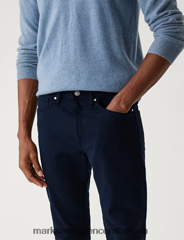 skinny fit čajno obarvane raztegljive kavbojke modra Marks & Spencer oblačila moški 6T8F6X6070