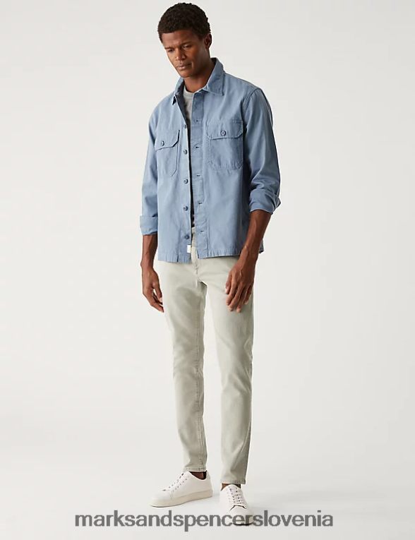 skinny fit čajno obarvane raztegljive kavbojke svetlo siva Marks & Spencer oblačila moški 6T8F6X5681