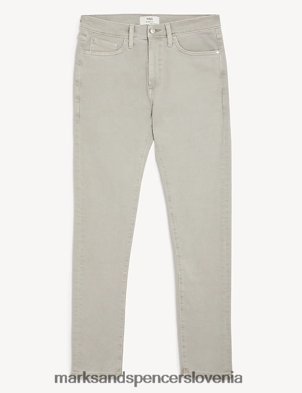 skinny fit čajno obarvane raztegljive kavbojke svetlo siva Marks & Spencer oblačila moški 6T8F6X5681