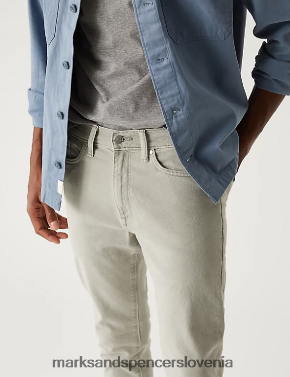 skinny fit čajno obarvane raztegljive kavbojke svetlo siva Marks & Spencer oblačila moški 6T8F6X5681