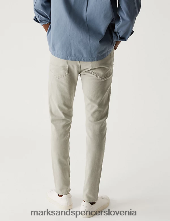 skinny fit čajno obarvane raztegljive kavbojke svetlo siva Marks & Spencer oblačila moški 6T8F6X5681