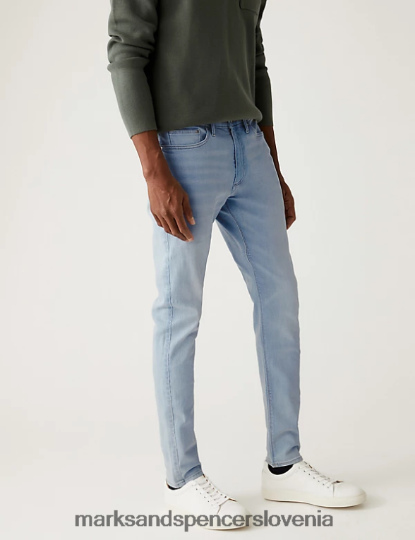 skinny fit raztegljive kavbojke ledeno modra Marks & Spencer oblačila moški 6T8F6X7261