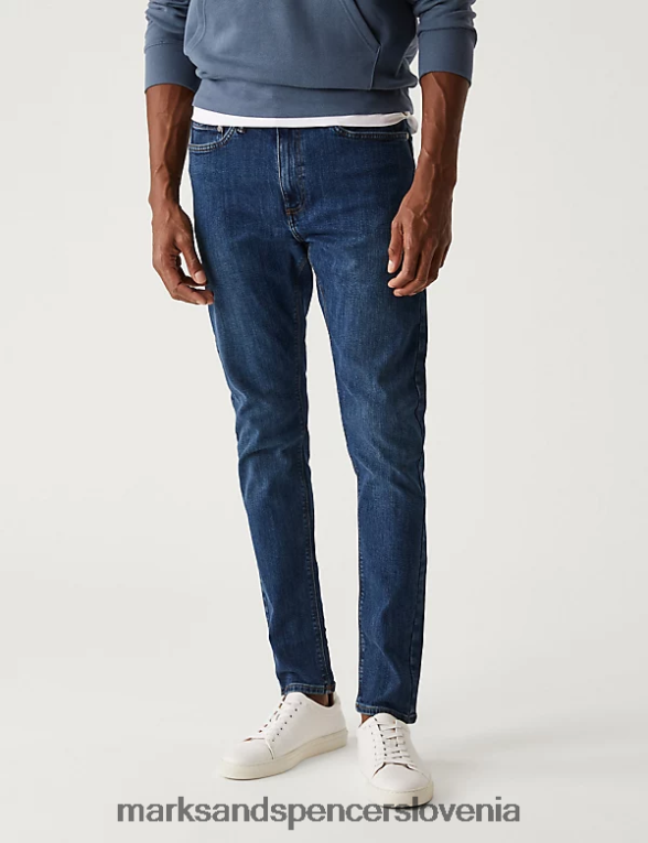 skinny fit raztegljive kavbojke modra Marks & Spencer oblačila moški 6T8F6X7258