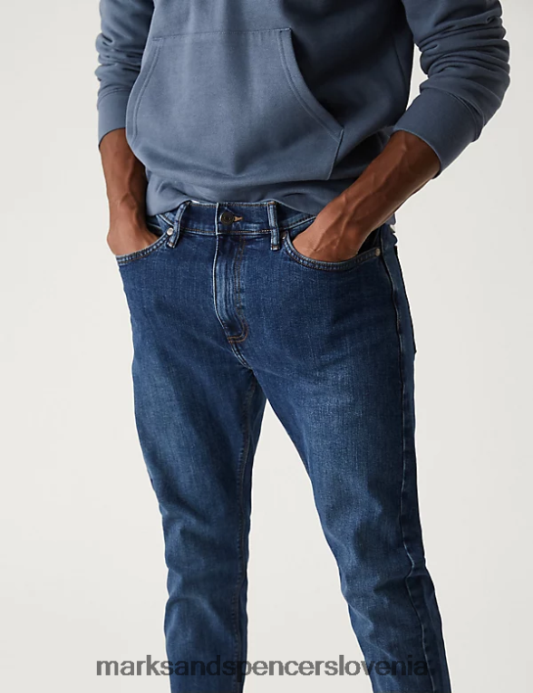 skinny fit raztegljive kavbojke modra Marks & Spencer oblačila moški 6T8F6X7258