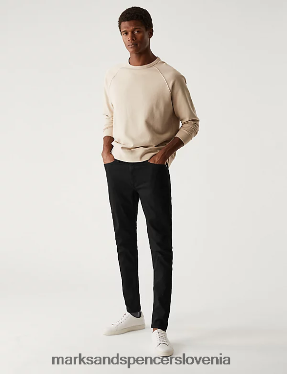 skinny fit raztegljive kavbojke Črna Marks & Spencer oblačila moški 6T8F6X6915