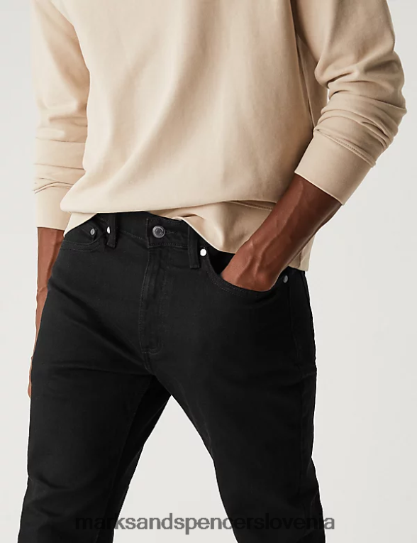 skinny fit raztegljive kavbojke Črna Marks & Spencer oblačila moški 6T8F6X6915