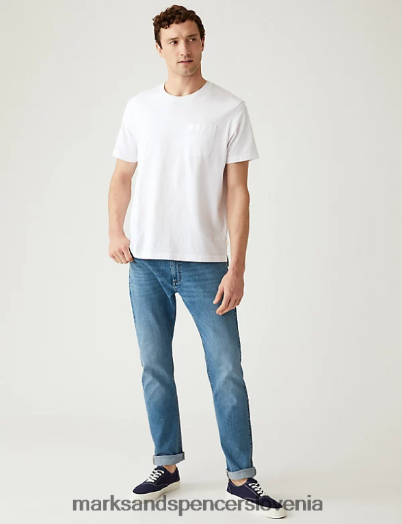 slim fit raztegljive kavbojke azurno modra Marks & Spencer oblačila moški 6T8F6X5816