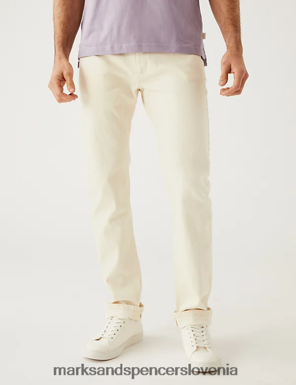 slim fit raztegljive kavbojke ekru Marks & Spencer oblačila moški 6T8F6X5469