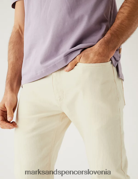 slim fit raztegljive kavbojke ekru Marks & Spencer oblačila moški 6T8F6X5469