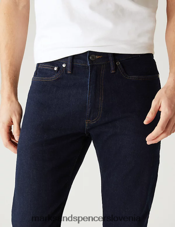 slim fit raztegljive kavbojke indigo Marks & Spencer oblačila moški 6T8F6X5428