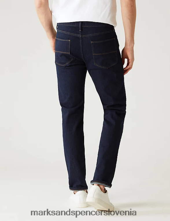 slim fit raztegljive kavbojke indigo Marks & Spencer oblačila moški 6T8F6X5428