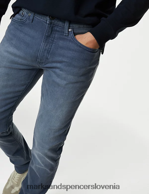 slim fit raztegljive kavbojke modra/siva Marks & Spencer oblačila moški 6T8F6X5465