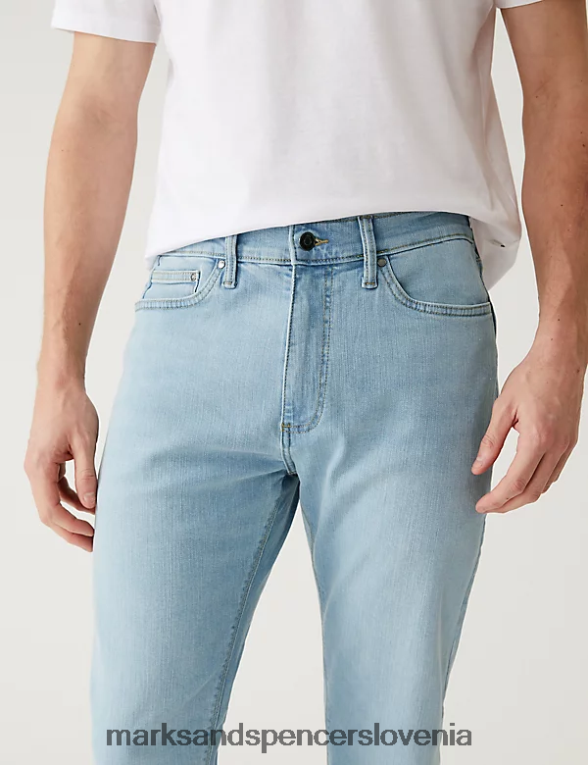 slim fit raztegljive kavbojke pudrasto modra Marks & Spencer oblačila moški 6T8F6X5466