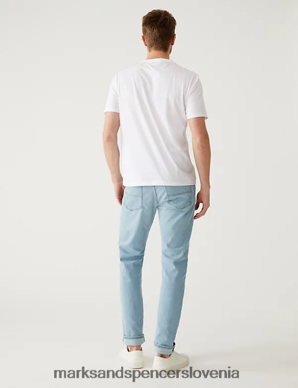 slim fit raztegljive kavbojke pudrasto modra Marks & Spencer oblačila moški 6T8F6X5466