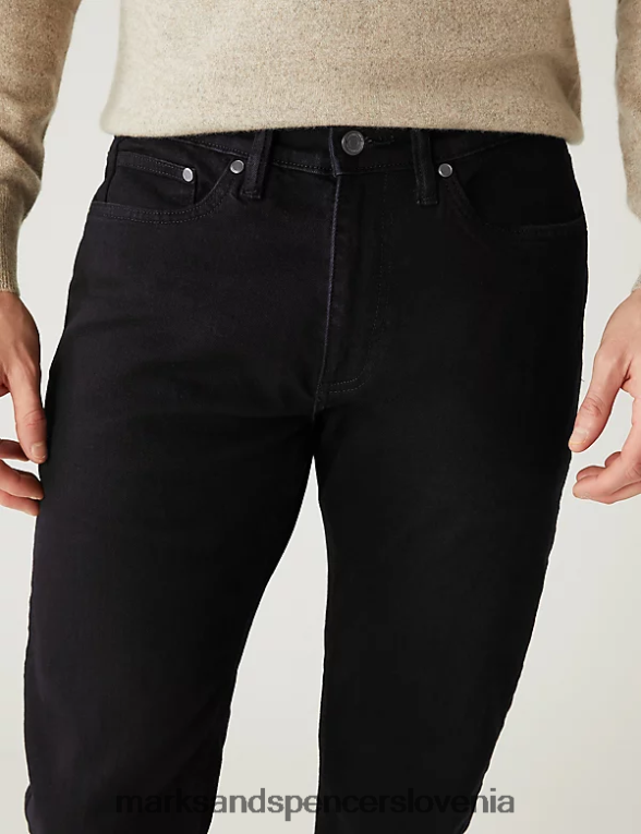 slim fit raztegljive kavbojke Črna Marks & Spencer oblačila moški 6T8F6X5043