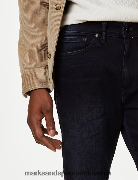 slim fit raztegljive kavbojke temno črnilo Marks & Spencer oblačila moški 6T8F6X5463