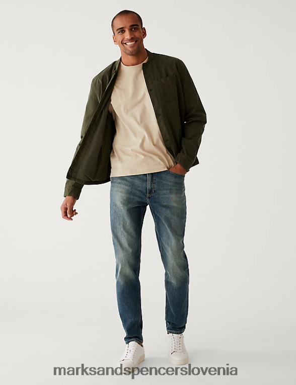 zožene vintage prane raztegljive kavbojke srednje modra Marks & Spencer oblačila moški 6T8F6X5355