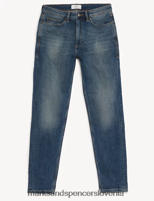 zožene vintage prane raztegljive kavbojke srednje modra Marks & Spencer oblačila moški 6T8F6X5355