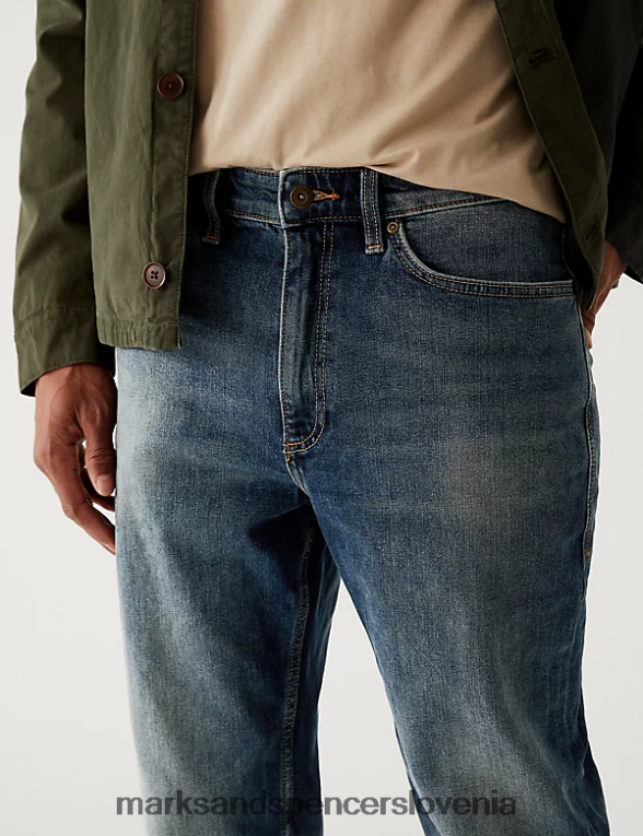 zožene vintage prane raztegljive kavbojke srednje modra Marks & Spencer oblačila moški 6T8F6X5355
