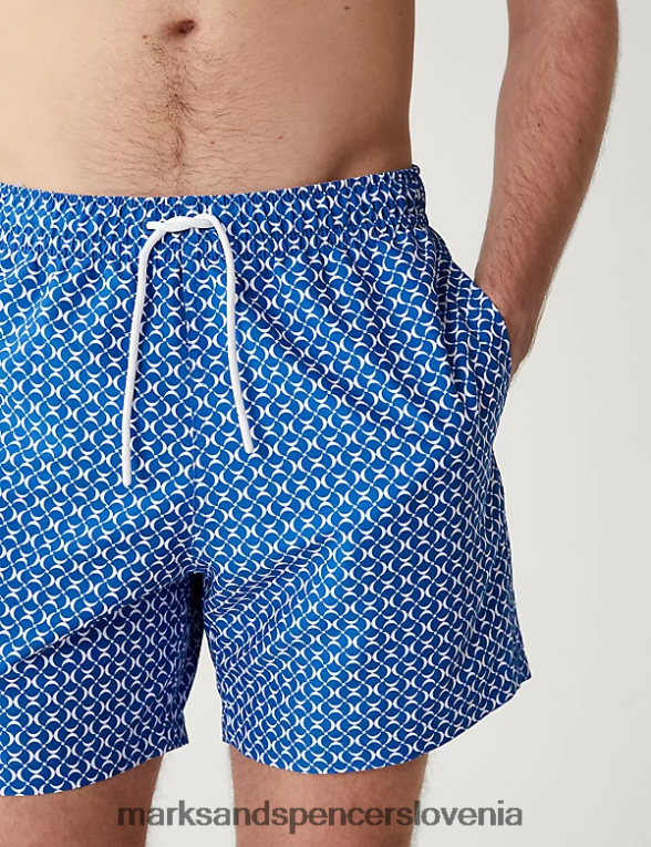 hitro sušeče kopalke z geometrijskim potiskom modra Marks & Spencer oblačila moški 6T8F6X5487