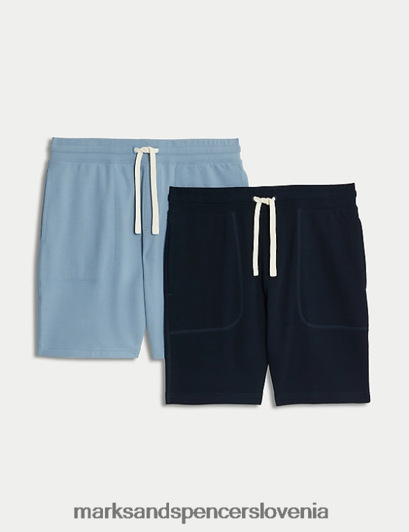 2pk kratke hlače iz čistega bombaža modra mešanica Marks & Spencer oblačila moški 6T8F6X5051