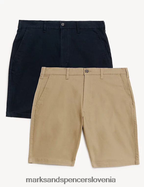 2pk raztegljive chino kratke hlače kamen/mornarica Marks & Spencer oblačila moški 6T8F6X6195