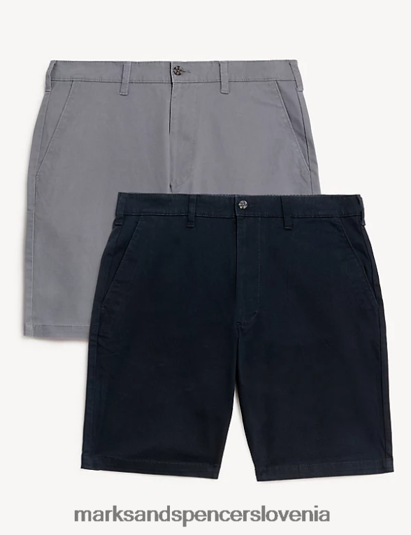 2pk raztegljive chino kratke hlače mornarsko/siva Marks & Spencer oblačila moški 6T8F6X5829