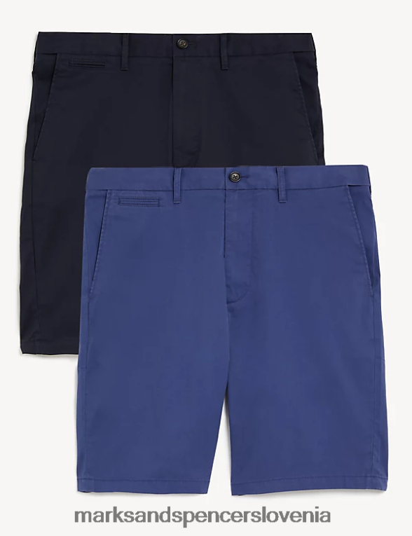 2pk super lahke chino kratke hlače indigo mešanica Marks & Spencer oblačila moški 6T8F6X5238