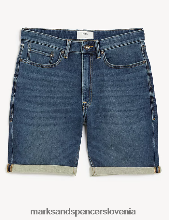 Kratke hlače iz jeansa s 5 žepi srednje modra Marks & Spencer oblačila moški 6T8F6X5905