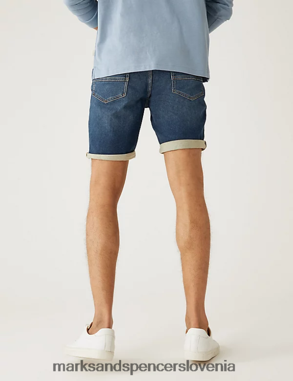 Kratke hlače iz jeansa s 5 žepi srednje modra Marks & Spencer oblačila moški 6T8F6X5905