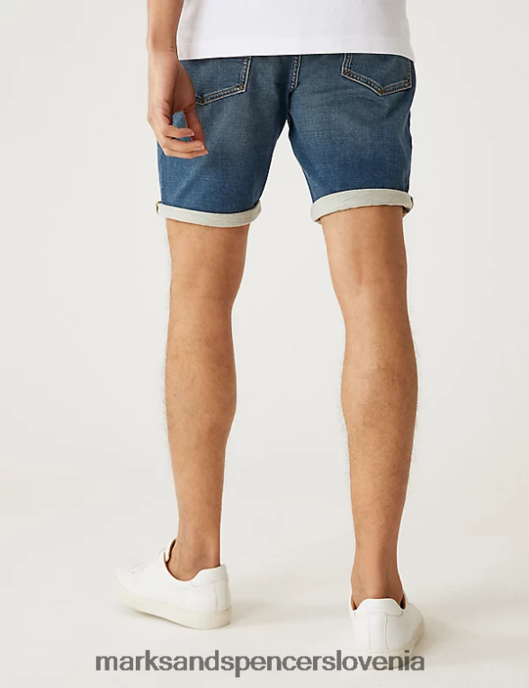 Kratke hlače iz jeansa s 5 žepi svetlo modra Marks & Spencer oblačila moški 6T8F6X6284